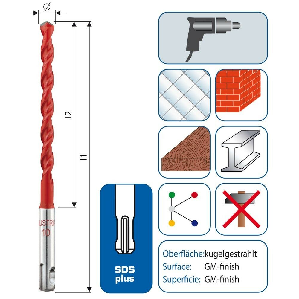 Alpen Multicut SPM5 - Kassett med 5 st SDS plus skaft, diameter 5-10mm, längd 110-160mm