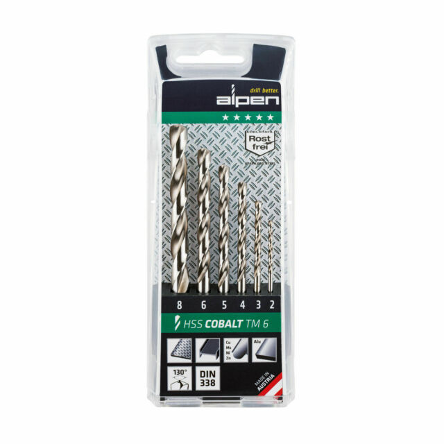 Alpen HSS Cobalt TM 6 - Kassett med 6 st metallborrar, Diameter 2.0| 3.0| 4.0| 5.0| 6.0| 8.0mm