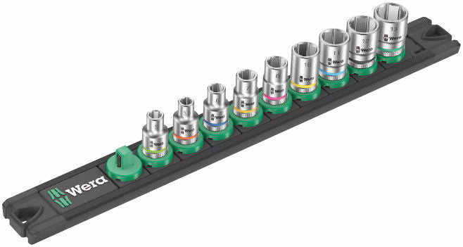 Wera Hyls-magnetlist A 4 Zyklop hylsmejselinsats-sats, 1/4"-fattning, 9 delar