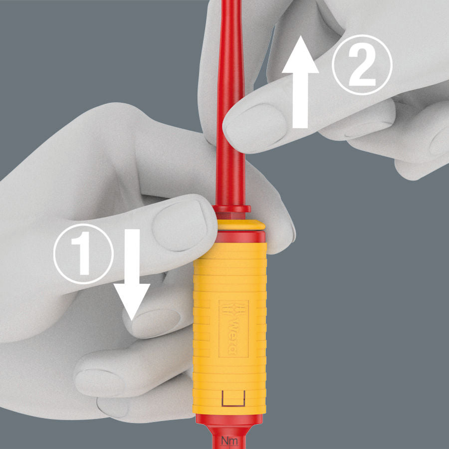 Wera 7400 VDE momenthandtag (1,7–3,5 Nm) + 2 slimmade klingor PZ/S 1x157 och 2x157