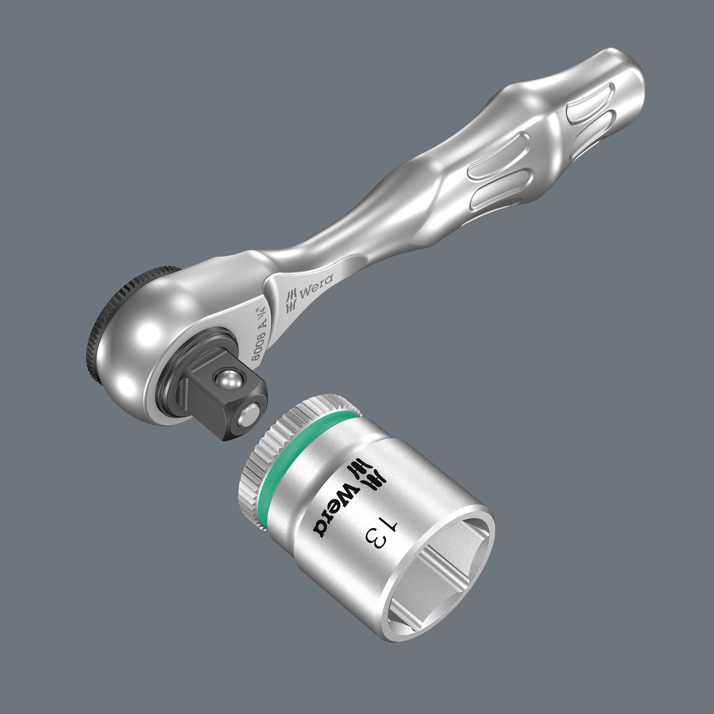 Wera 8008 A Zyklop Mini 3 spärrhandtag med 1/4"-fattning
